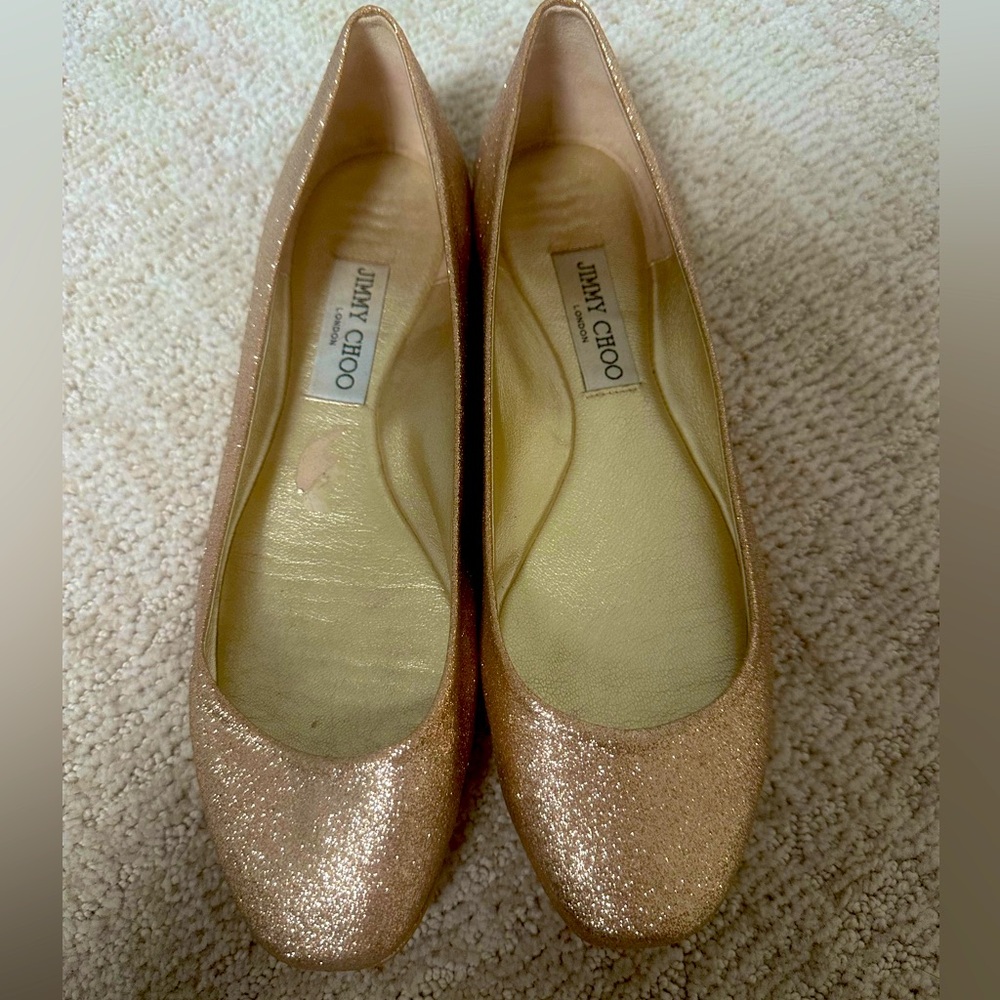 Jimmy Cho glitter ballerina flats